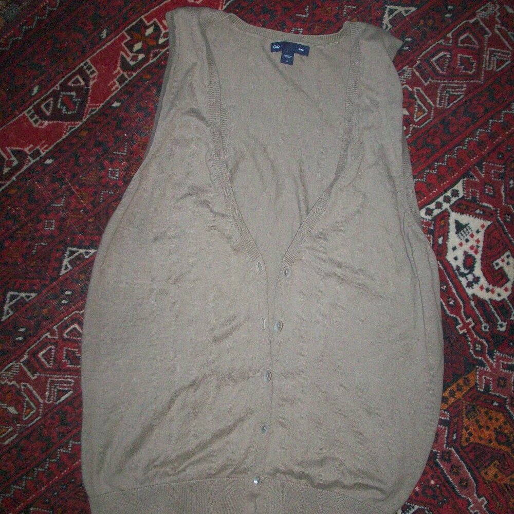 Gap Sweater Vest Womens Size L Button Front Pullover V Neck Sleeveless Cotton,
